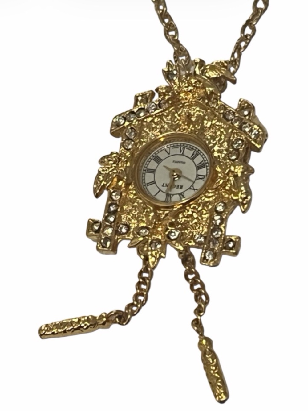 Cuckoo Clock Pendant/Brooch Watch Necklace